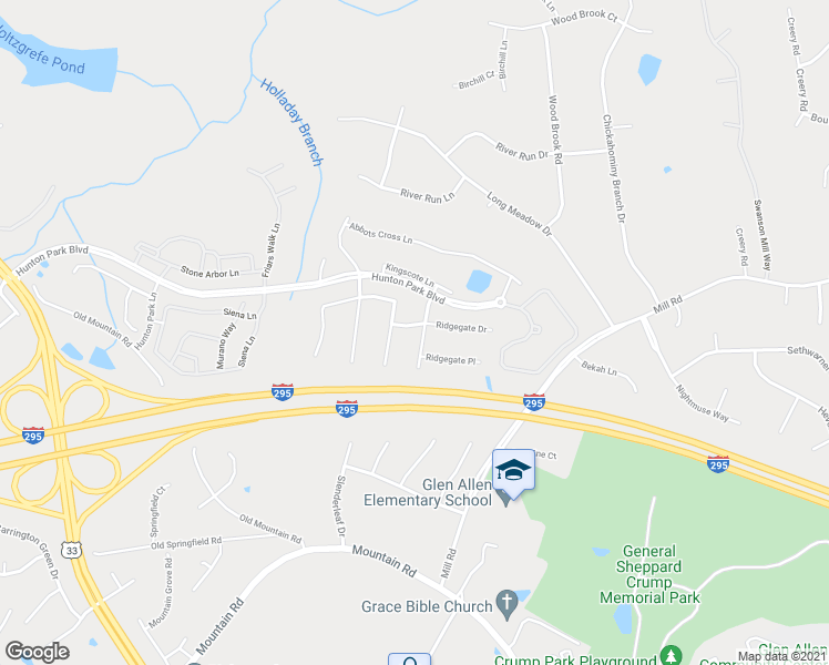 map of restaurants, bars, coffee shops, grocery stores, and more near 11417 Ridgegate Lane in Glen Allen