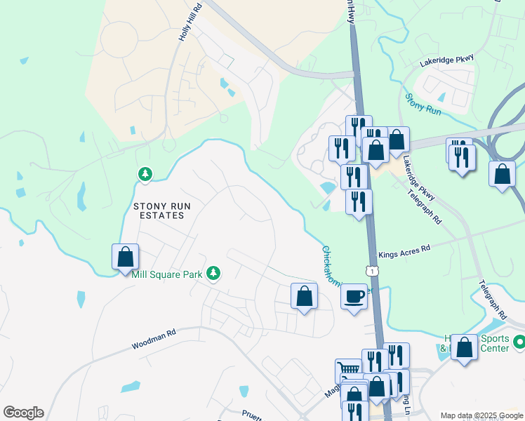 map of restaurants, bars, coffee shops, grocery stores, and more near 6048 Rivermere Lane in Glen Allen