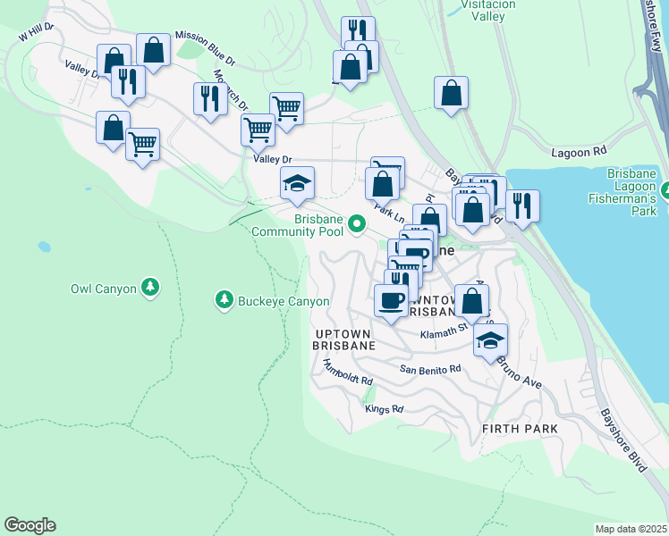 map of restaurants, bars, coffee shops, grocery stores, and more near 220 Humboldt Road in Brisbane