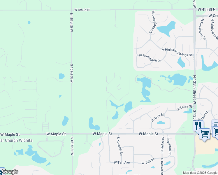 map of restaurants, bars, coffee shops, grocery stores, and more near 205 Fawnwood Street in Wichita