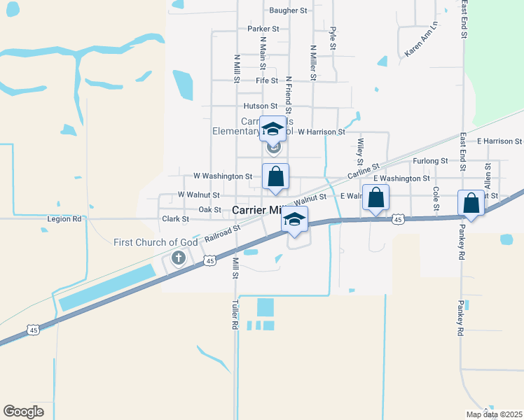 map of restaurants, bars, coffee shops, grocery stores, and more near in Carrier Mills