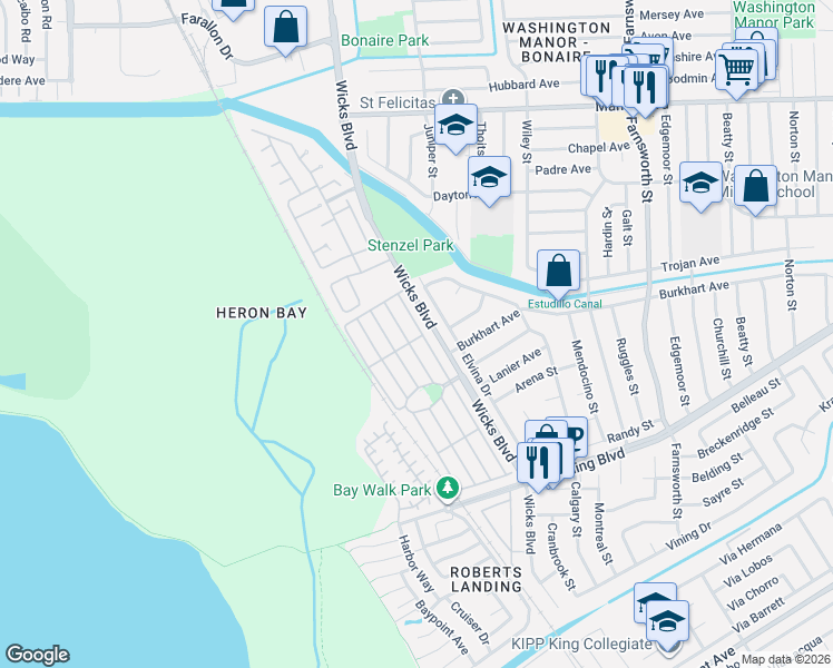map of restaurants, bars, coffee shops, grocery stores, and more near 117 Santa Teresa in San Leandro
