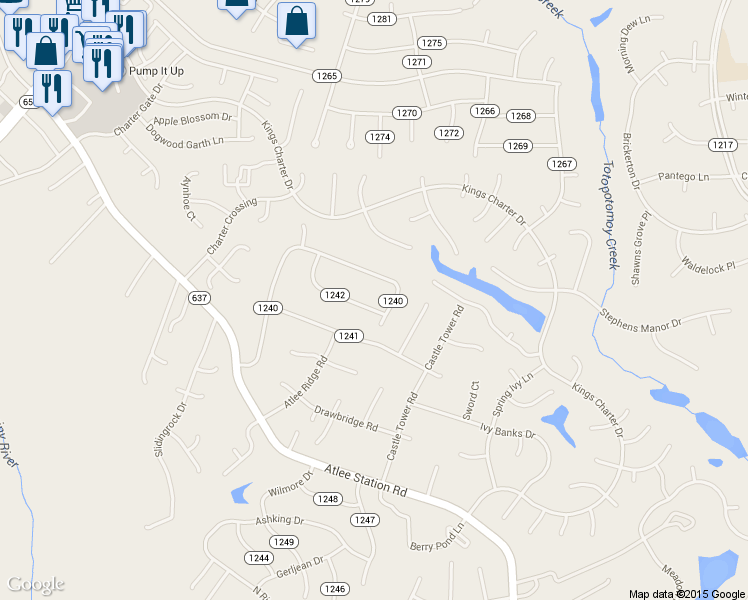 map of restaurants, bars, coffee shops, grocery stores, and more near 9310 Plymouth Place in Mechanicsville
