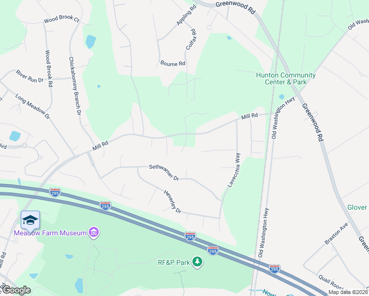 map of restaurants, bars, coffee shops, grocery stores, and more near 11647 Mill Road in Glen Allen