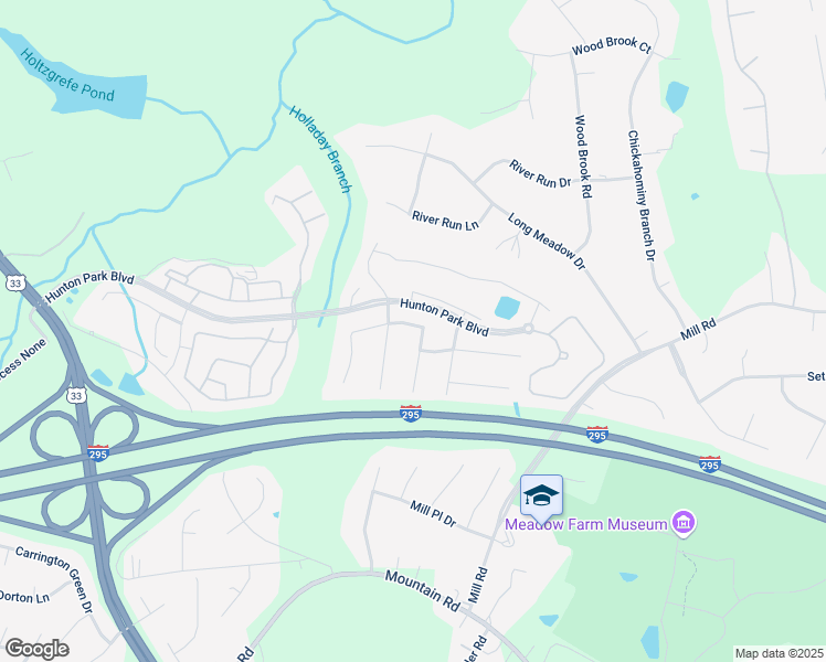 map of restaurants, bars, coffee shops, grocery stores, and more near 3520 Hunton Ridge Drive in Glen Allen