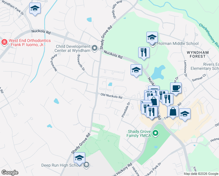 map of restaurants, bars, coffee shops, grocery stores, and more near 5907 Chapel Lawn Terrace in Glen Allen
