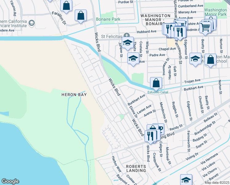 map of restaurants, bars, coffee shops, grocery stores, and more near 117 Santa Teresa in San Leandro