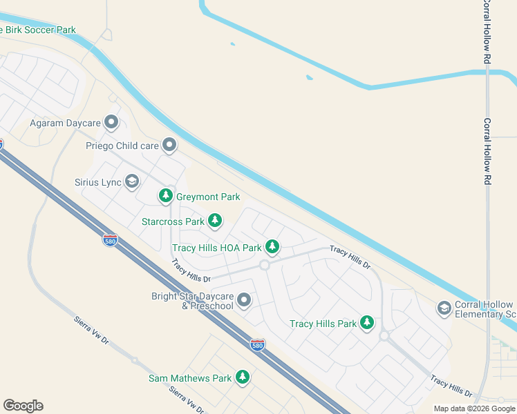 map of restaurants, bars, coffee shops, grocery stores, and more near 6202 Starcross Drive in Tracy