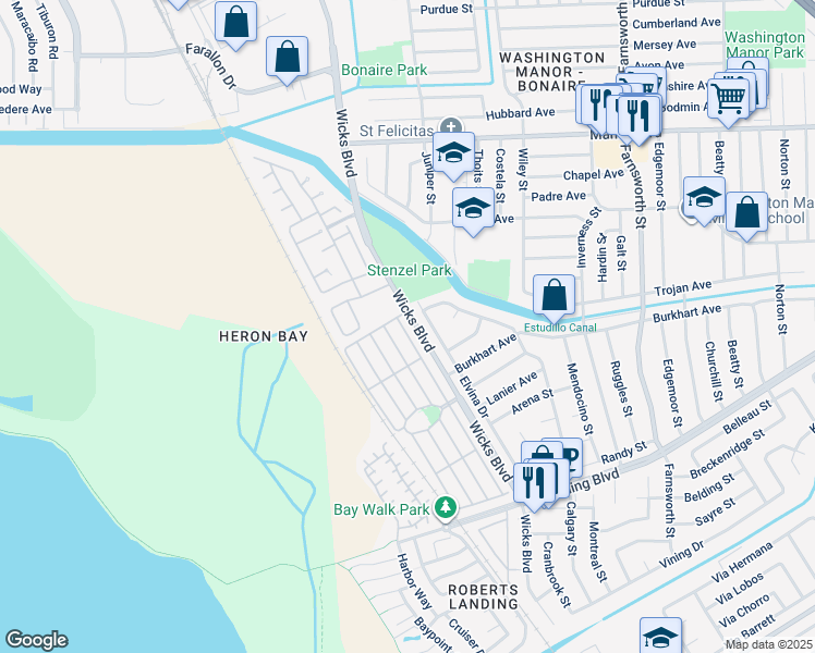 map of restaurants, bars, coffee shops, grocery stores, and more near 105 Santa Teresa in San Leandro