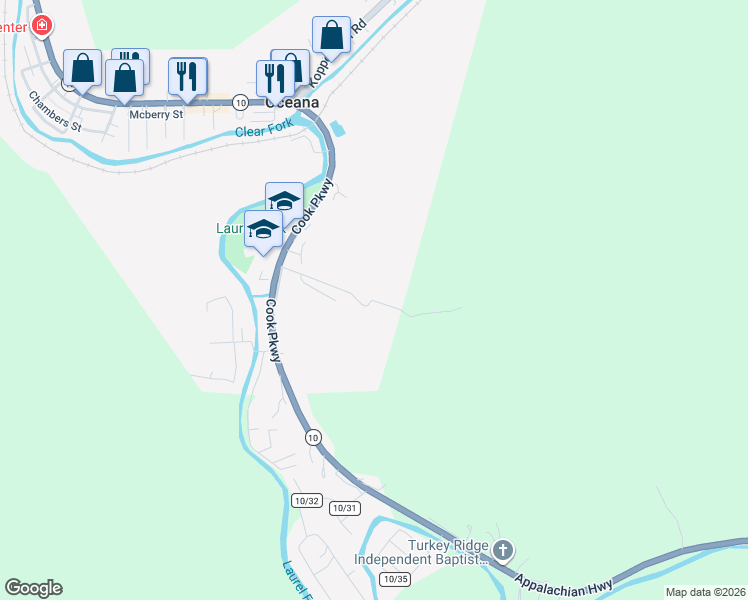 map of restaurants, bars, coffee shops, grocery stores, and more near Chestnut Street in Oceana