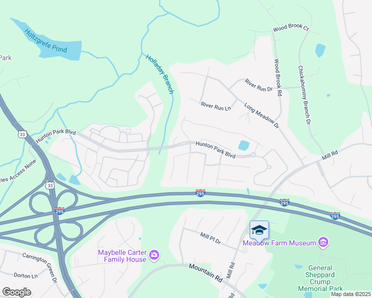 map of restaurants, bars, coffee shops, grocery stores, and more near 3445 Hunton Ridge Drive in Glen Allen