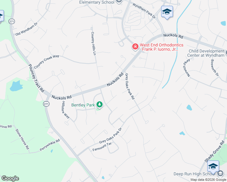 map of restaurants, bars, coffee shops, grocery stores, and more near 12100 Grey Oaks Park Road in Glen Allen