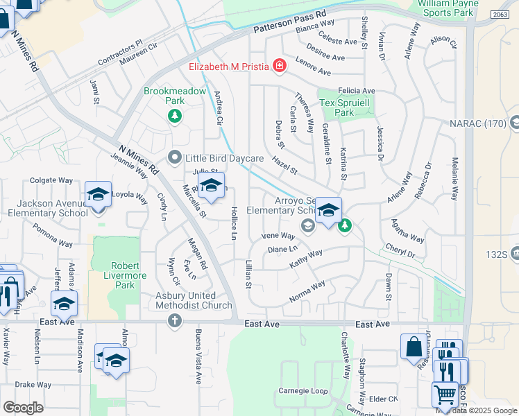 map of restaurants, bars, coffee shops, grocery stores, and more near 967 Lynn Street in Livermore