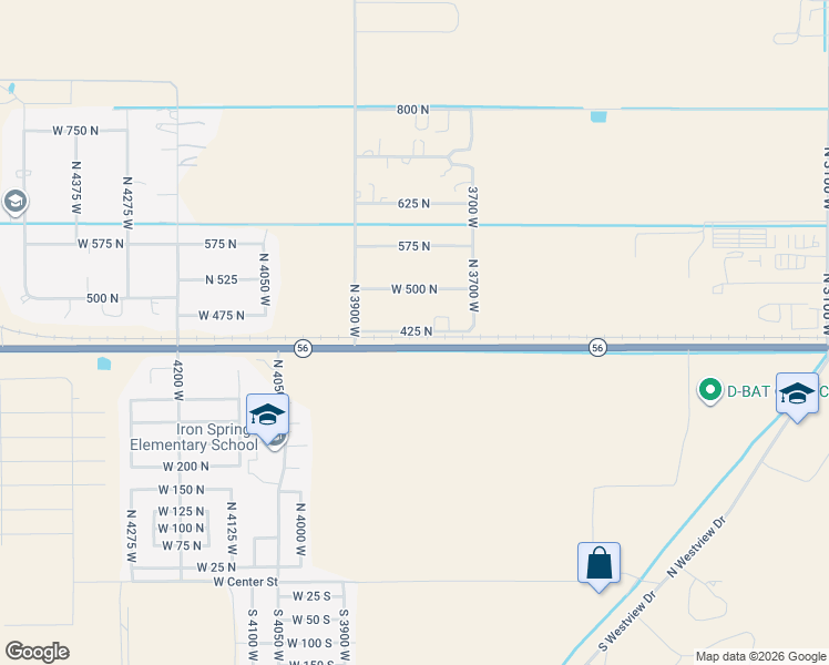 map of restaurants, bars, coffee shops, grocery stores, and more near 3780 425 North in Cedar City
