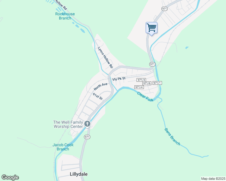 map of restaurants, bars, coffee shops, grocery stores, and more near Clear Fork Road in Oceana