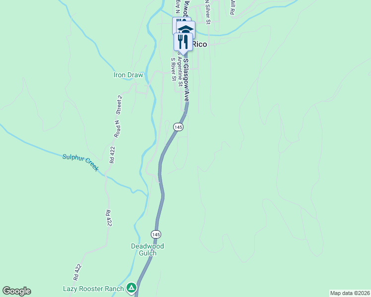 map of restaurants, bars, coffee shops, grocery stores, and more near 400-498 South Glasgow Avenue in Rico