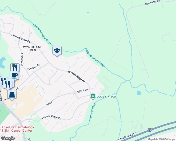 map of restaurants, bars, coffee shops, grocery stores, and more near 4924 Westward Terrace in Glen Allen