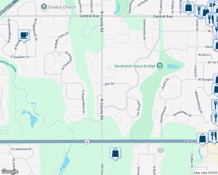 map of restaurants, bars, coffee shops, grocery stores, and more near 128 Elm Court in Andover