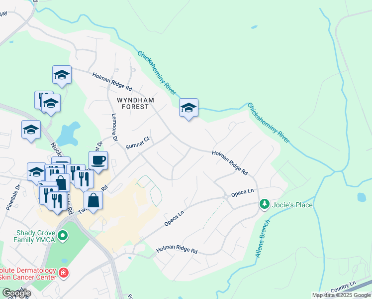map of restaurants, bars, coffee shops, grocery stores, and more near 11324 Chappell Ridge Court in Glen Allen