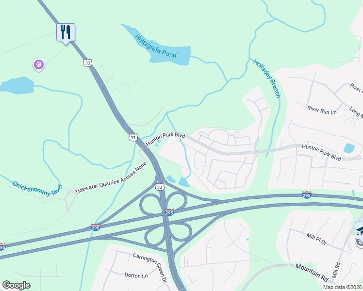 map of restaurants, bars, coffee shops, grocery stores, and more near 3041 Hunton Cottage Lane in Glen Allen