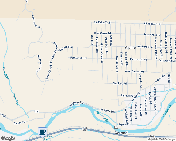 map of restaurants, bars, coffee shops, grocery stores, and more near 175 Aqua Ramon Road in South Fork