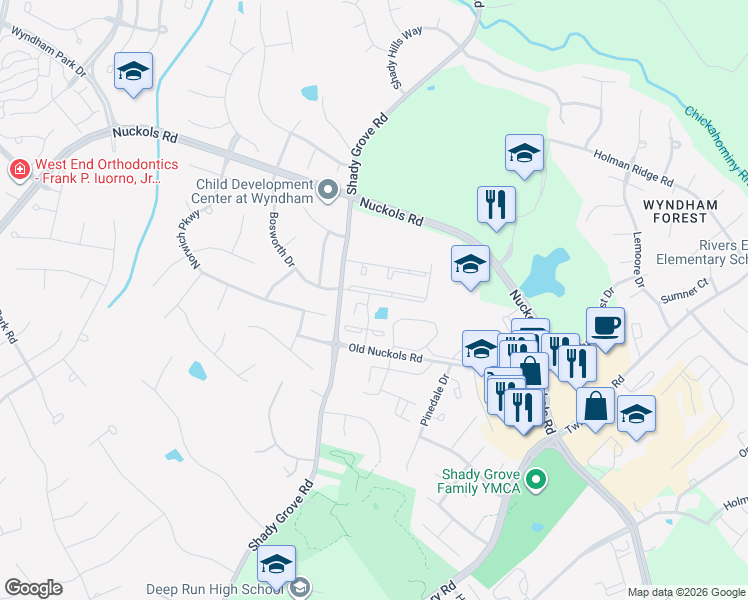 map of restaurants, bars, coffee shops, grocery stores, and more near 10508 Bishops Gate Drive in Glen Allen