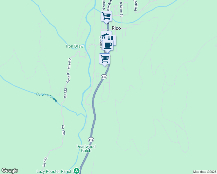 map of restaurants, bars, coffee shops, grocery stores, and more near 400-498 South Glasgow Avenue in Rico