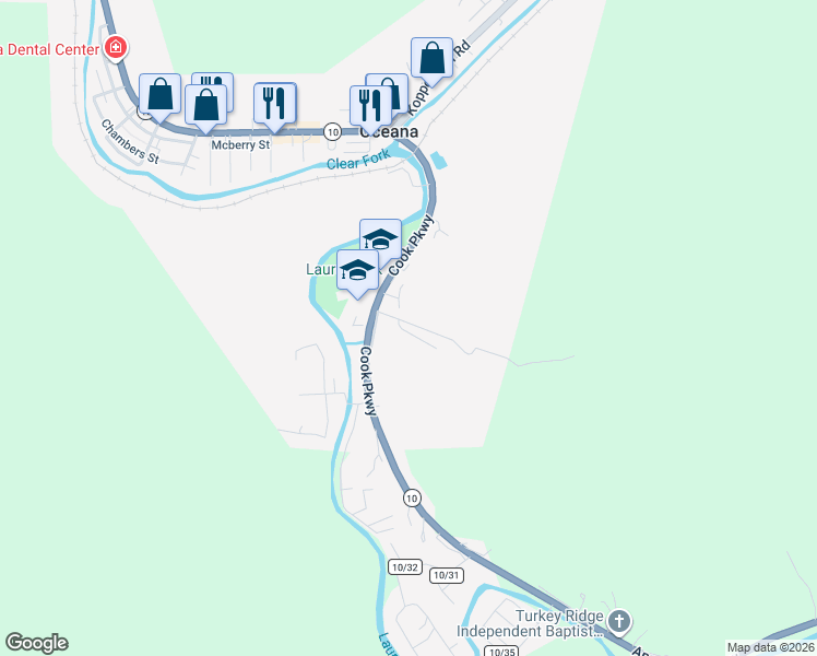 map of restaurants, bars, coffee shops, grocery stores, and more near Chestnut Street in Oceana