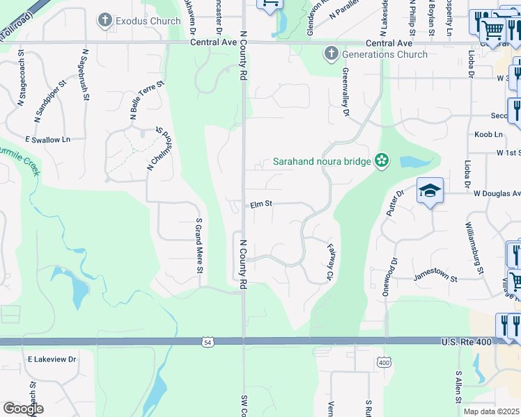 map of restaurants, bars, coffee shops, grocery stores, and more near 128 Elm Court in Andover