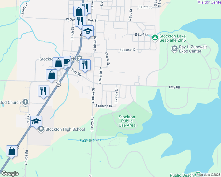 map of restaurants, bars, coffee shops, grocery stores, and more near 402 East Rosemary Lane in Stockton