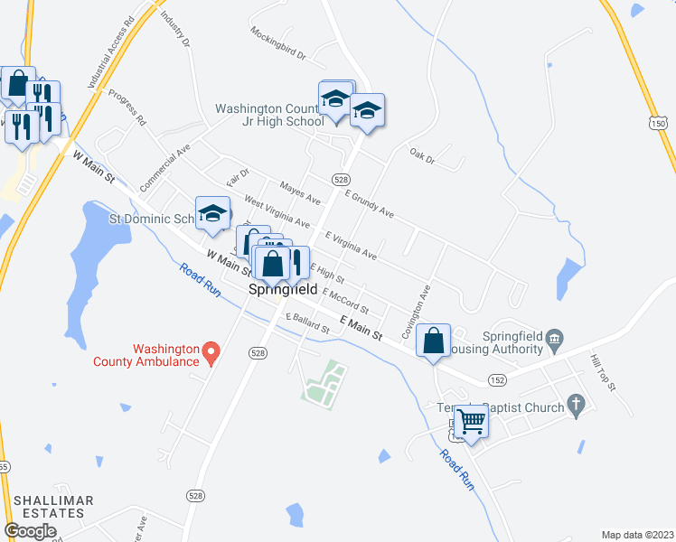 map of restaurants, bars, coffee shops, grocery stores, and more near 301 Walnut Street in Springfield