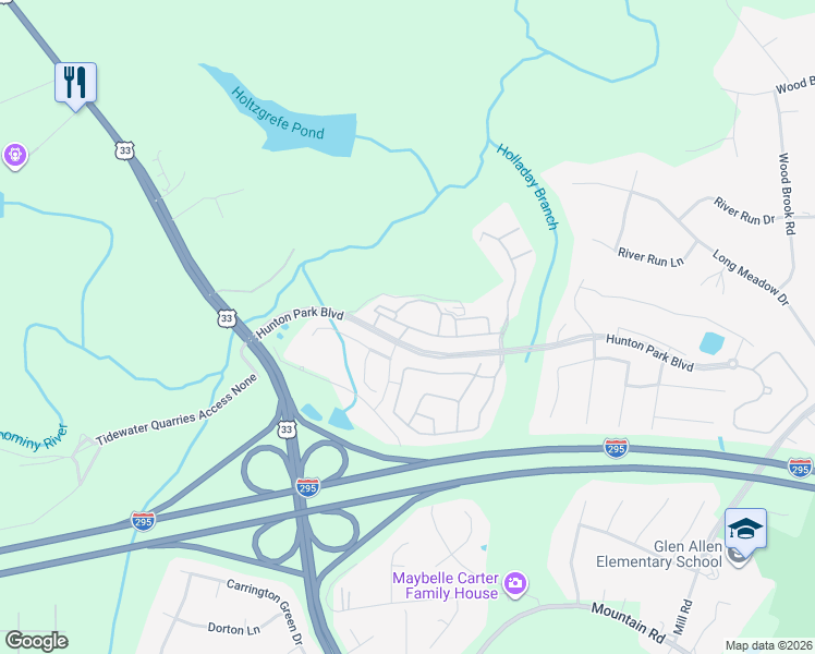 map of restaurants, bars, coffee shops, grocery stores, and more near 3009 Stone Arbor Lane in Glen Allen