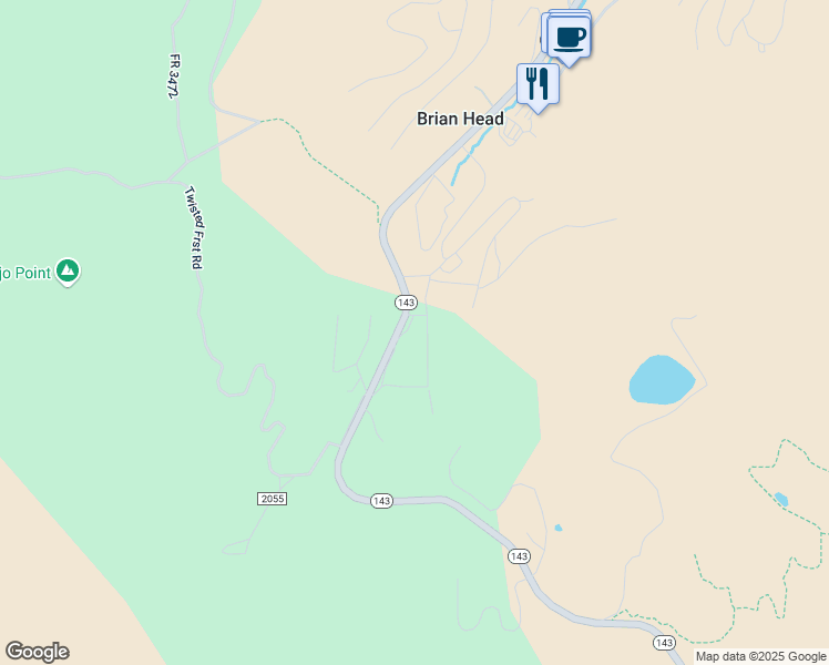 map of restaurants, bars, coffee shops, grocery stores, and more near 681 Utah 143 in Brian Head