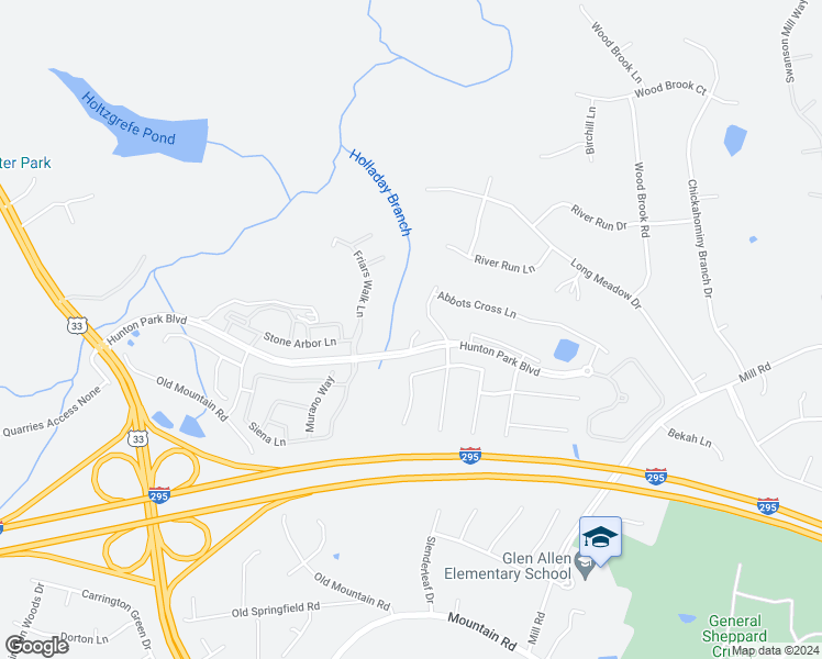 map of restaurants, bars, coffee shops, grocery stores, and more near 11604 Vicars Ridge Lane in Glen Allen