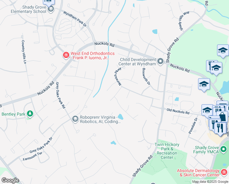 map of restaurants, bars, coffee shops, grocery stores, and more near 5508 Woolshire Place in Glen Allen