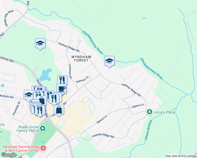 map of restaurants, bars, coffee shops, grocery stores, and more near 4924 Chappell Ridge Terrace in Glen Allen