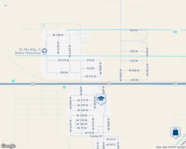 map of restaurants, bars, coffee shops, grocery stores, and more near 4118 West 475 North in Cedar City