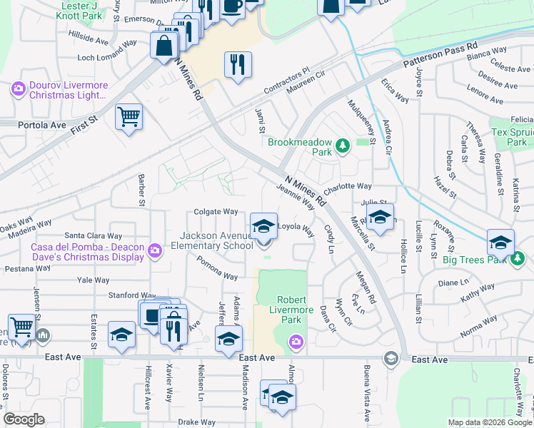 map of restaurants, bars, coffee shops, grocery stores, and more near 476 Beverly Street in Livermore