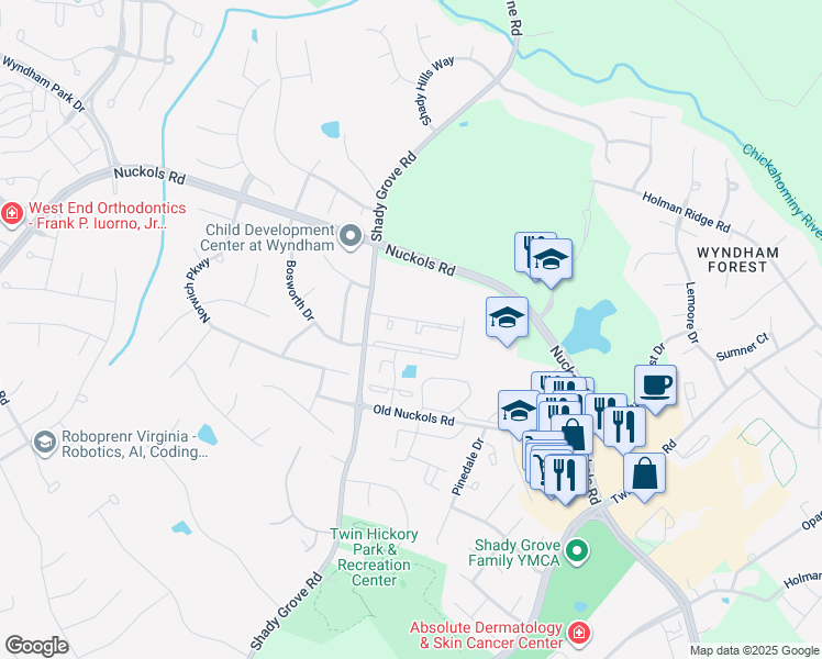 map of restaurants, bars, coffee shops, grocery stores, and more near 10603 Gate House Court in Glen Allen