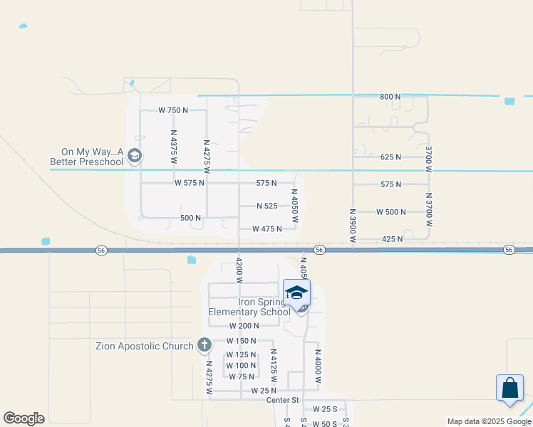 map of restaurants, bars, coffee shops, grocery stores, and more near 4133 North 525 in Cedar City