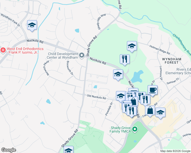 map of restaurants, bars, coffee shops, grocery stores, and more near 10605 Gate House Court in Glen Allen