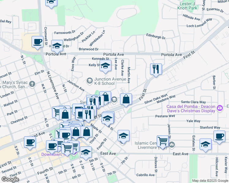 map of restaurants, bars, coffee shops, grocery stores, and more near 2963 Ladd Avenue in Livermore