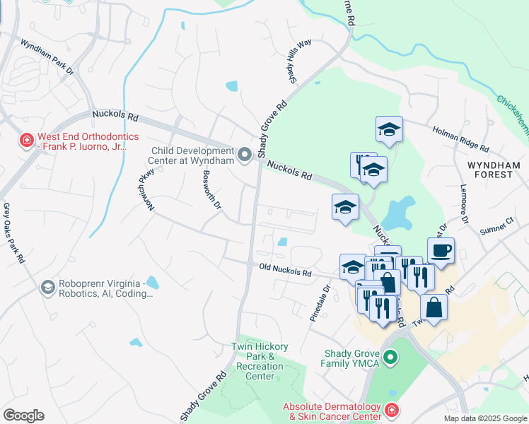 map of restaurants, bars, coffee shops, grocery stores, and more near 10703 Gate House Place in Glen Allen
