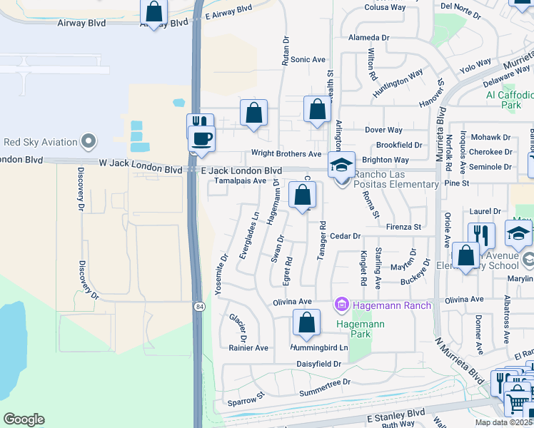map of restaurants, bars, coffee shops, grocery stores, and more near 776 Hagemann Drive in Livermore