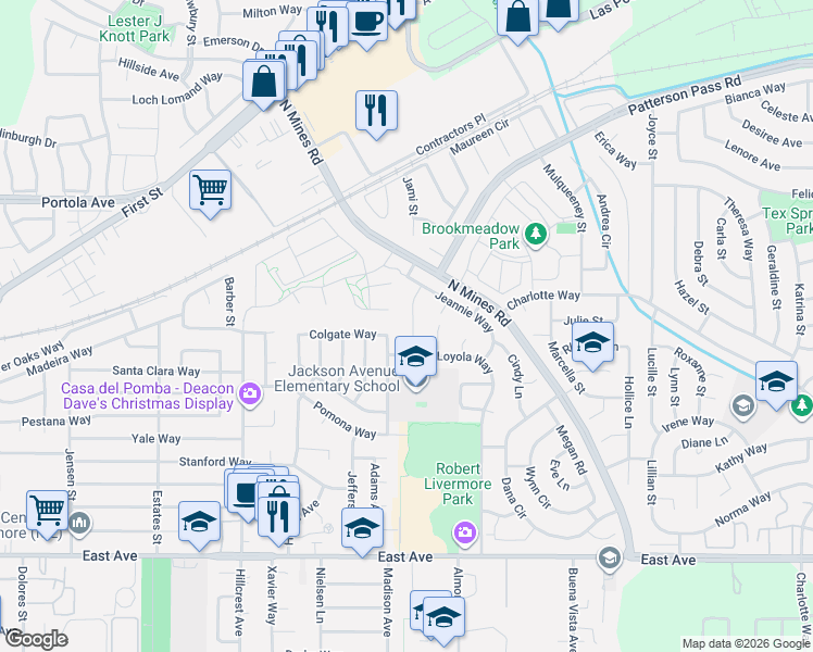 map of restaurants, bars, coffee shops, grocery stores, and more near 346 Beverly Street in Livermore