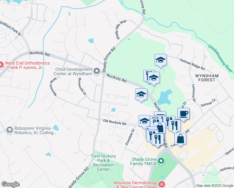 map of restaurants, bars, coffee shops, grocery stores, and more near 5906 Gate House Drive in Glen Allen