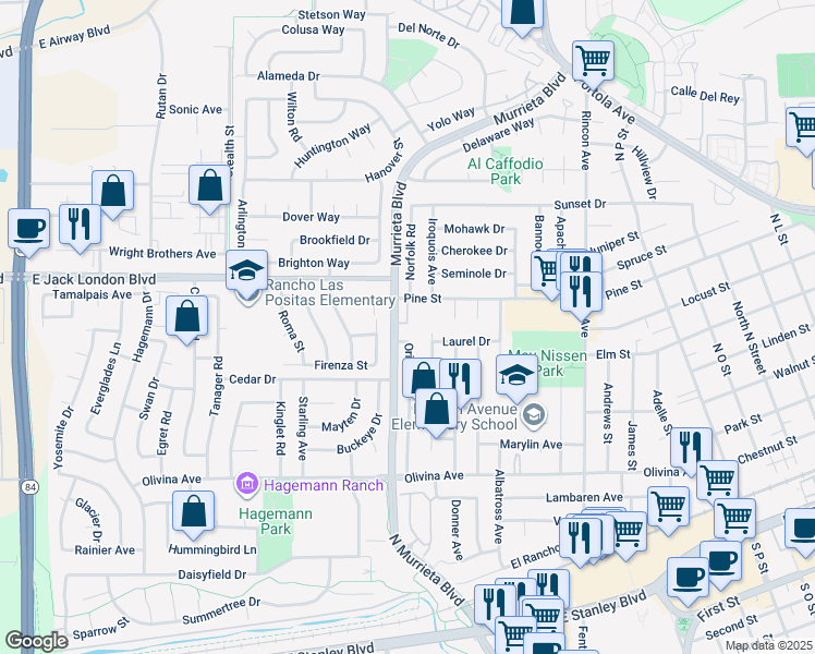 map of restaurants, bars, coffee shops, grocery stores, and more near 721 Sandpiper Common in Livermore