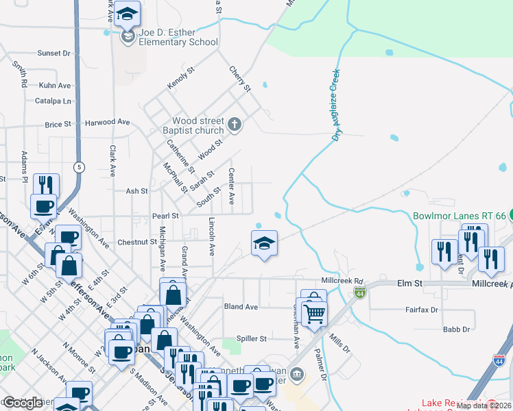 map of restaurants, bars, coffee shops, grocery stores, and more near 440 Railroad Avenue in Lebanon