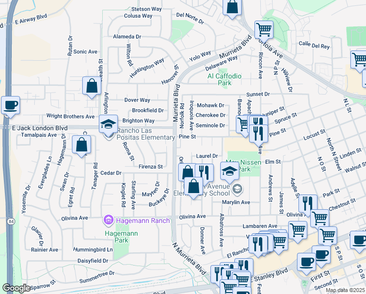 map of restaurants, bars, coffee shops, grocery stores, and more near 727 Sandpiper Common in Livermore