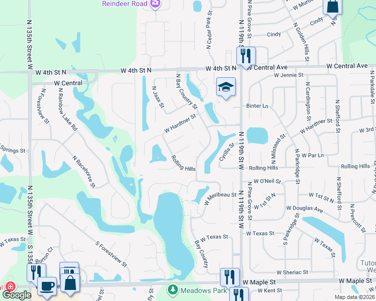 map of restaurants, bars, coffee shops, grocery stores, and more near 319 North Bay Country Court in Wichita
